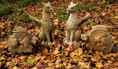 A pair of composite stone figures