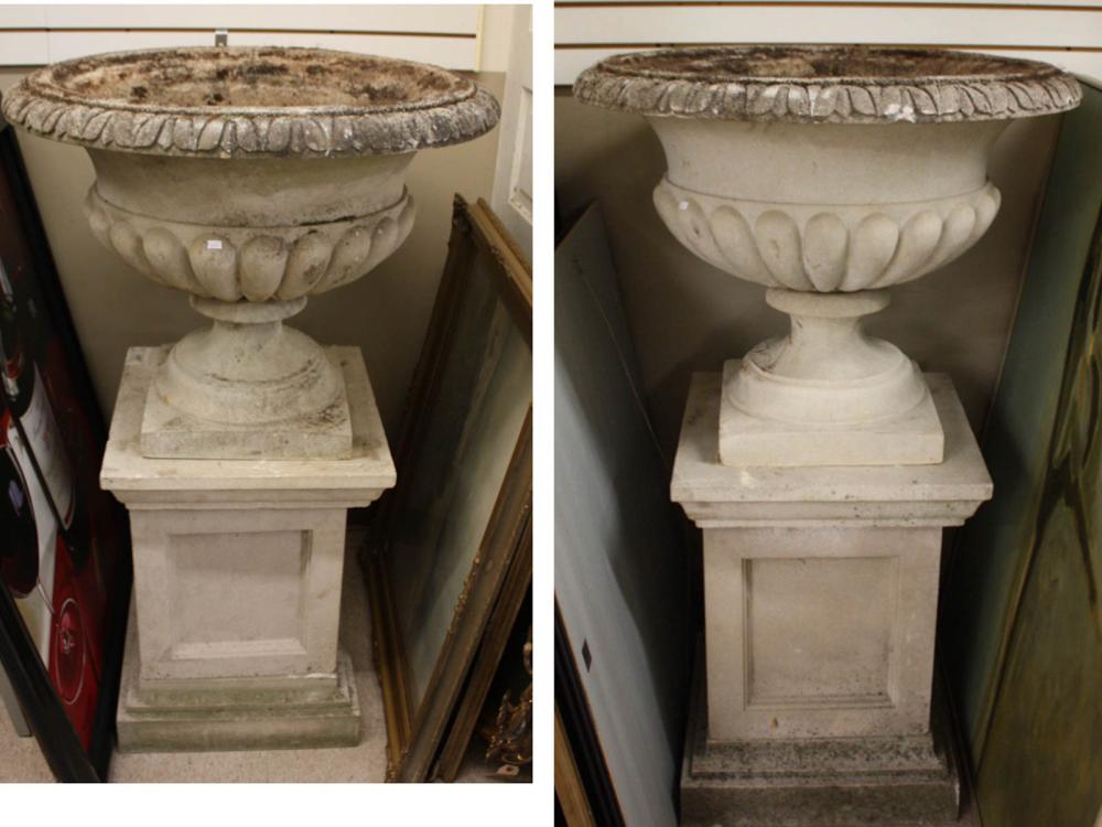 A PAIR OF CONCRETE GARDEN