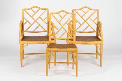 A pair of conservatory cane seat