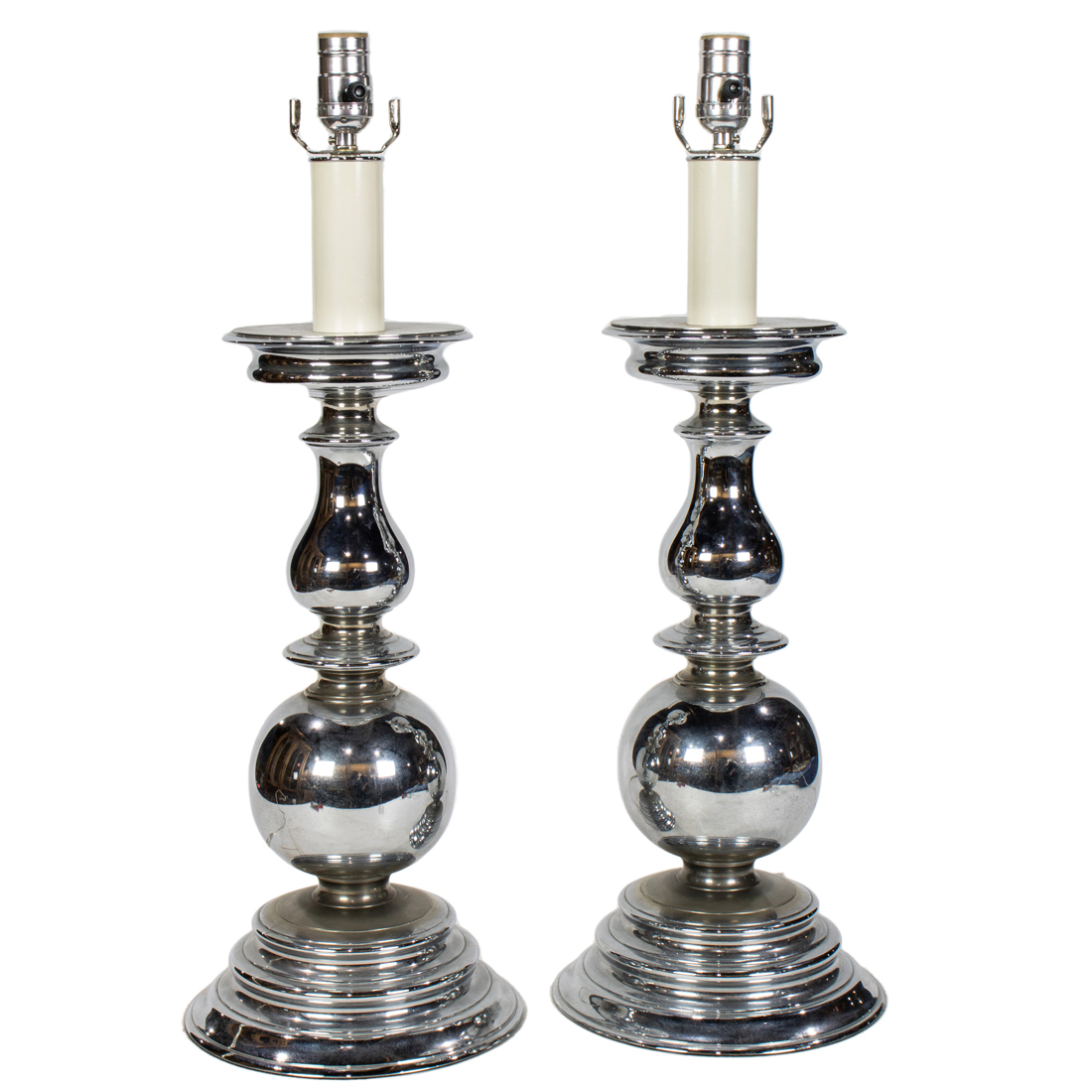 A PAIR OF CONTEMPORARY CHROMED