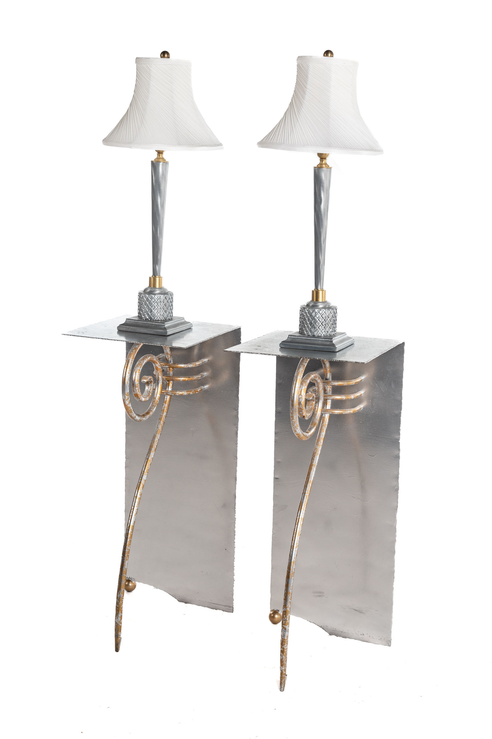 A PAIR OF CONTEMPORARY METAL SIDE