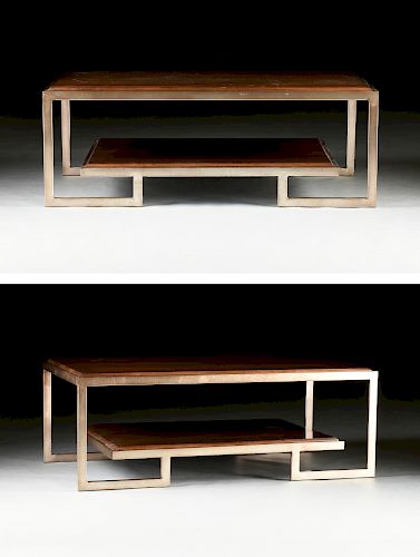 A PAIR OF CONTEMPORARY POLISHED OAK