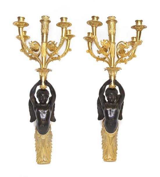 A Pair of Continental Gilt and