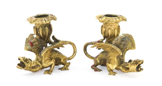 A Pair of Continental Gilt Bronze