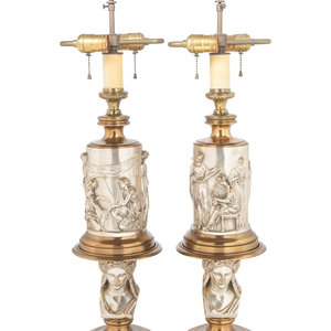 A Pair of Continental Gilt and
