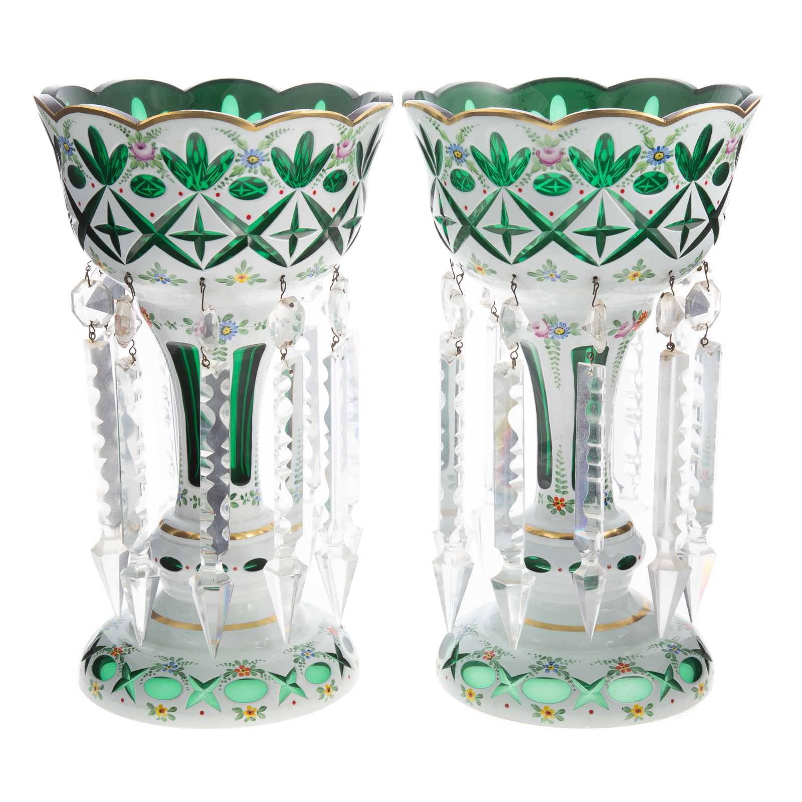A PAIR OF CONTINENTAL GLASS LUSTRES