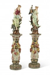 A PAIR OF CONTINENTAL GLAZED E