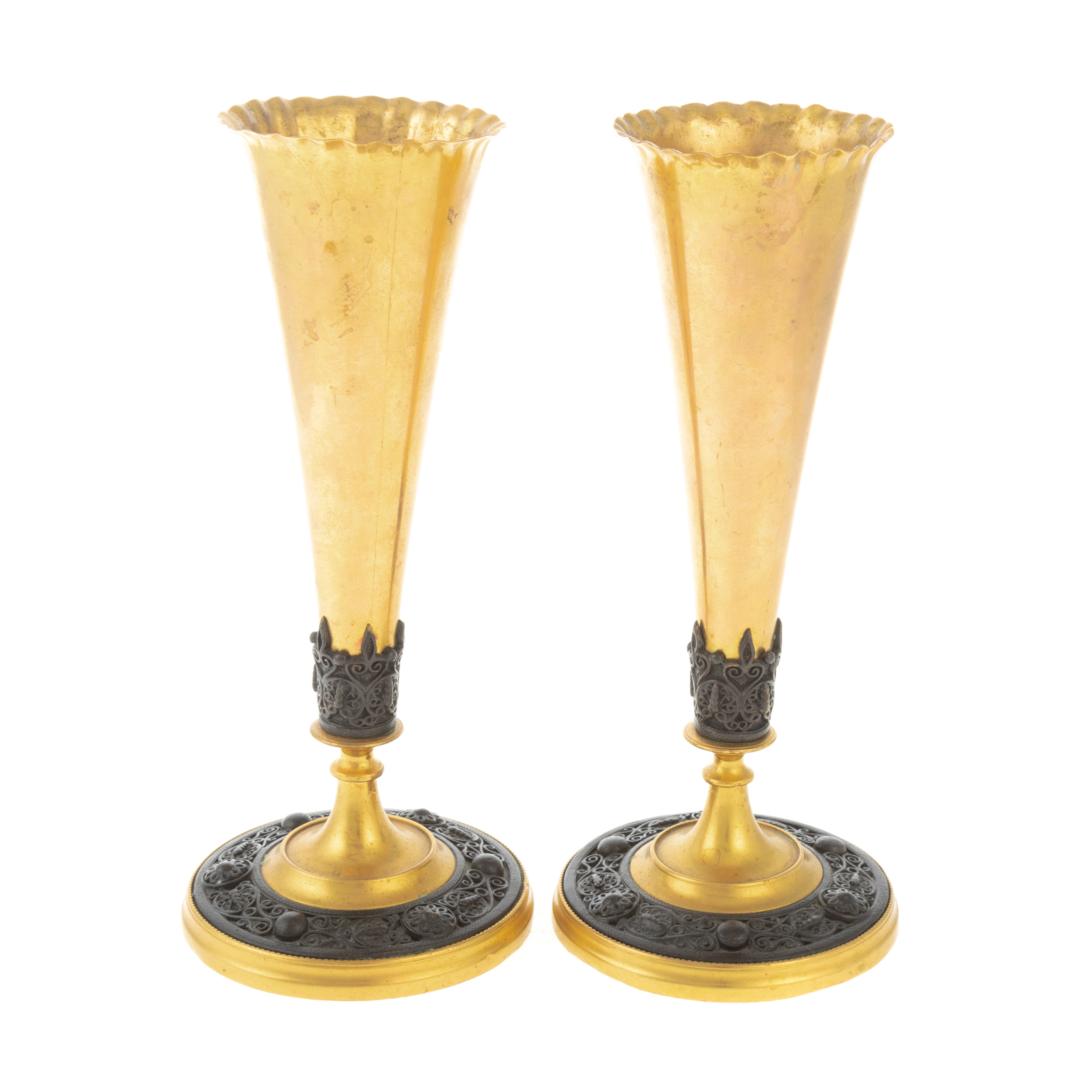 A PAIR OF CONTINENTAL MIXED METAL