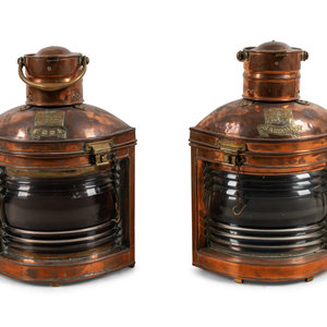 A Pair of Copper Ship Lanterns