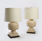 A PAIR OF CREAM PAINTED COMPOS