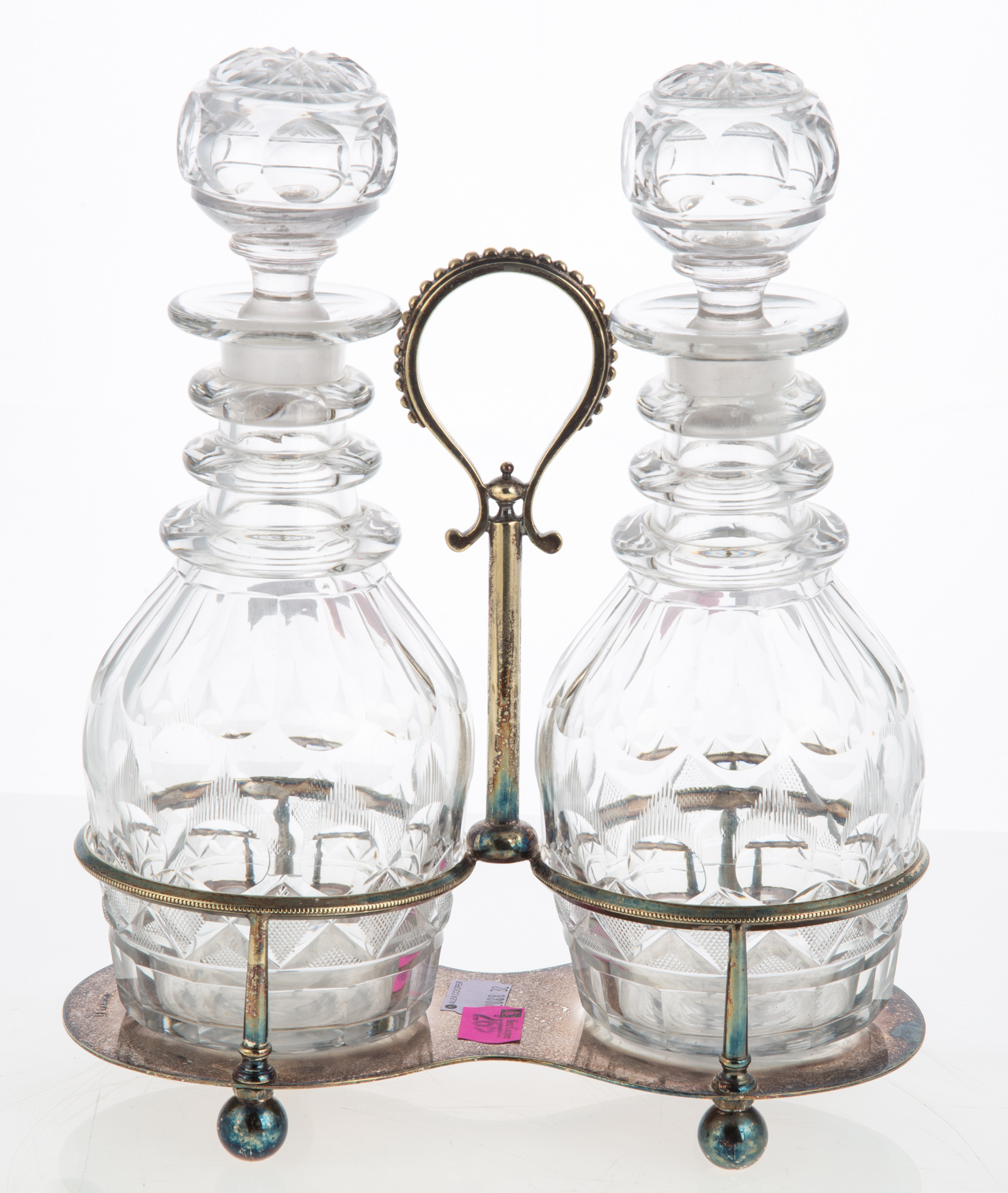 A PAIR OF CRYSTAL DECANTERS WITH