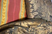 A pair of curtains decorated f