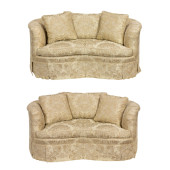 A PAIR OF CUSTOM KIDNEY SOFAS<