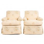 A PAIR OF CUSTOM UPHOLSTERED C