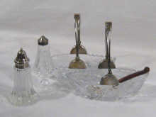 A pair of cut glass navette
