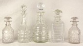 A pair of cut glass decanters