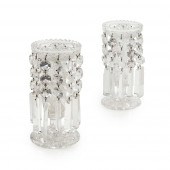 A PAIR OF CUT GLASS CANDLE LUS