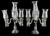 A Pair of Cut Glass Candelabra