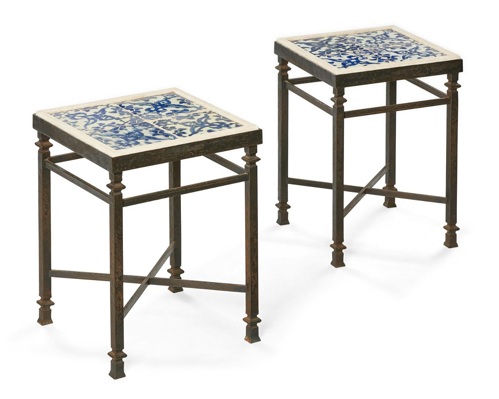 A PAIR OF DAMASCUS TILE AND IRON