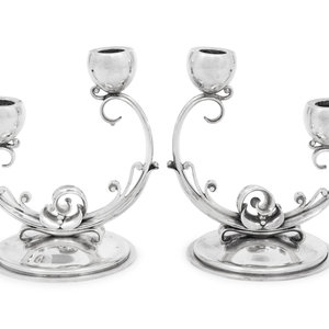 A Pair of Danish Silver Two-Light