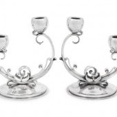 A Pair of Danish Silver Two-Li