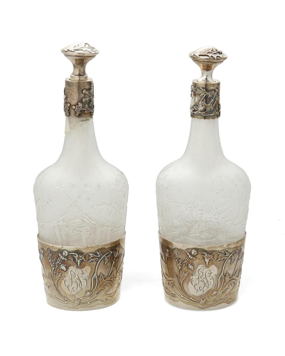 A PAIR OF DAUM GLASS AND STERLING