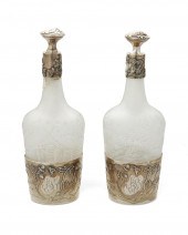A PAIR OF DAUM GLASS AND STERL