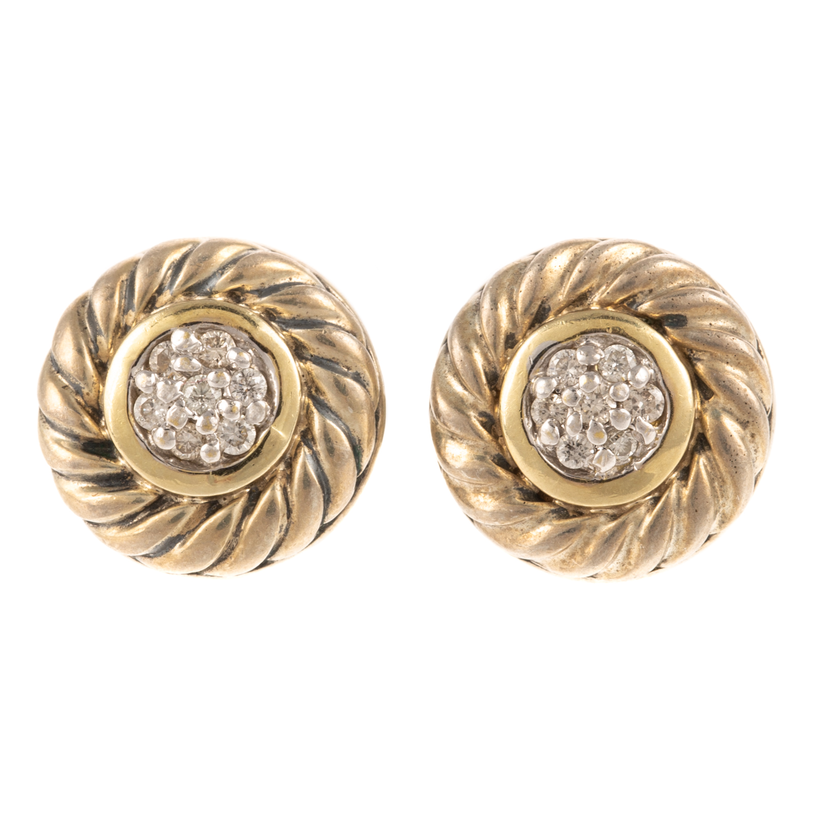 A PAIR OF DAVID YURMAN DIAMOND STUD