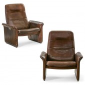 A PAIR OF DE SEDE BROWN LEATHE