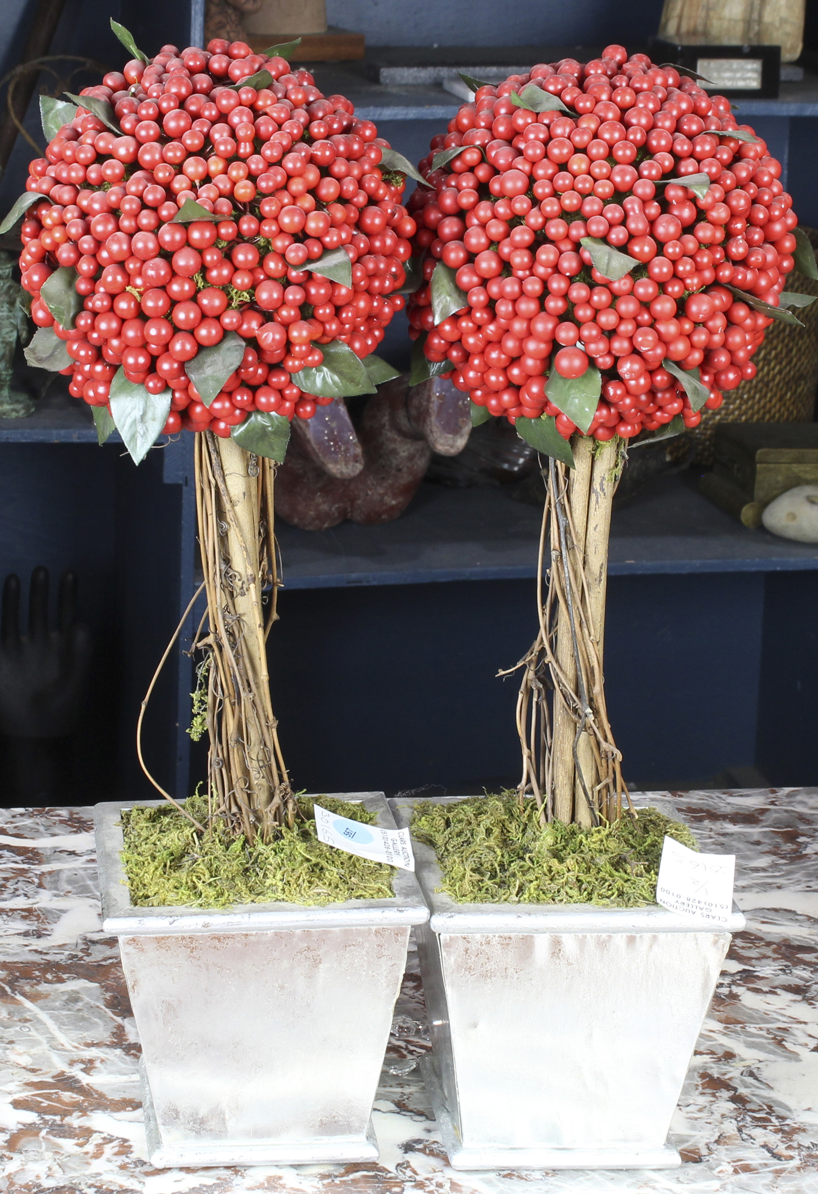 A PAIR OF DECORATIVE TABLE TOP