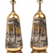 A Pair of Decoupaged Glass Tab