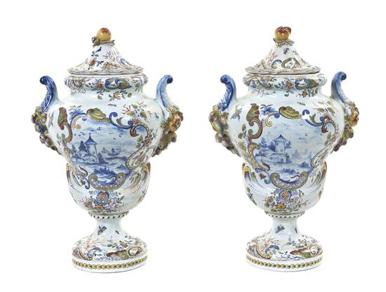 *A Pair of Delft Pottery Covered