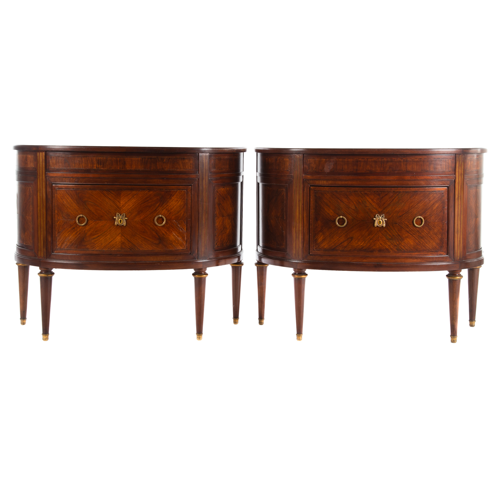 A PAIR OF DEMILUNE CONSOLES 20th