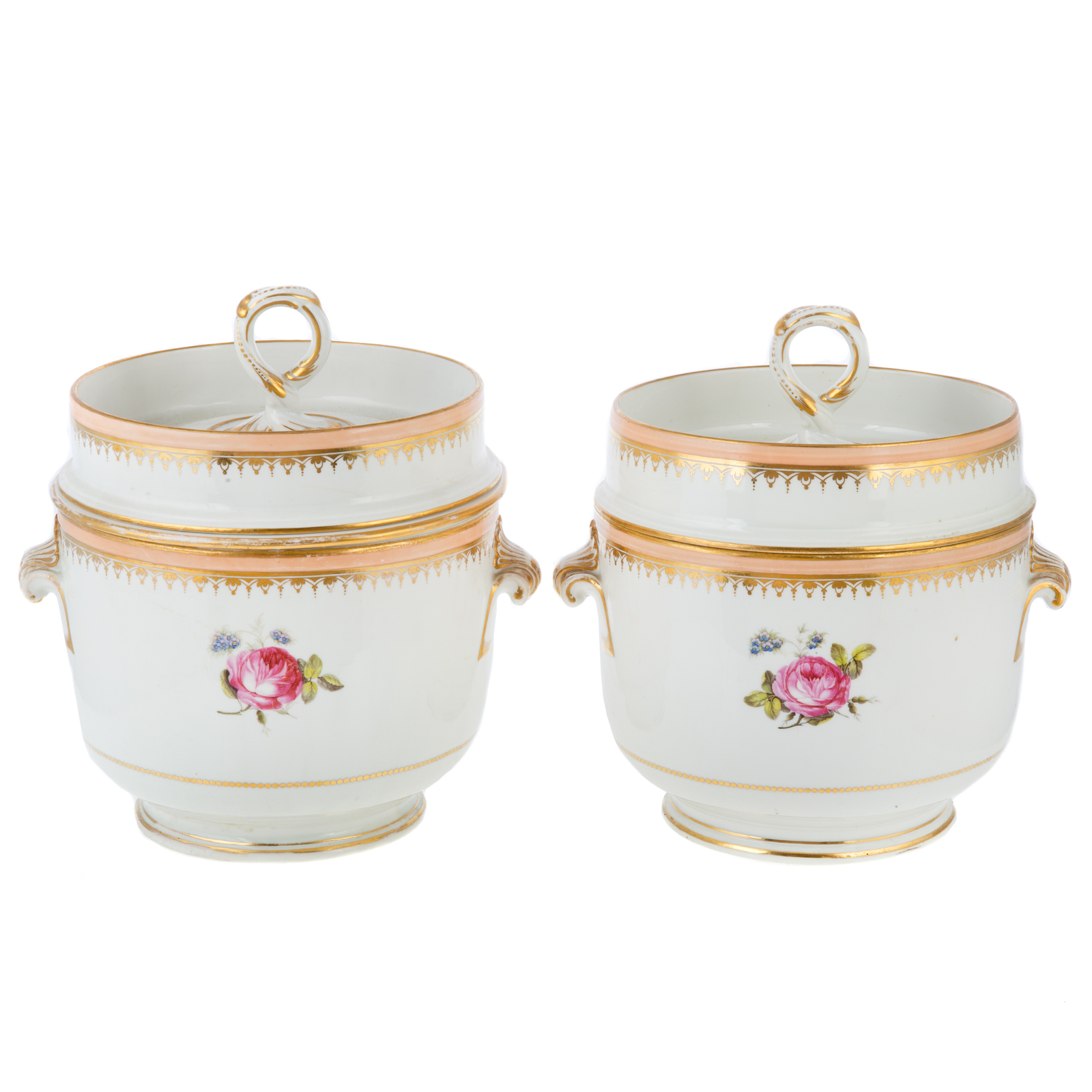 A PAIR OF DERBY CHINA FRUIT COOLERS