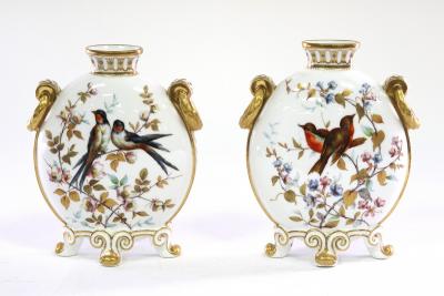 A pair of Derby Crown moon flasks