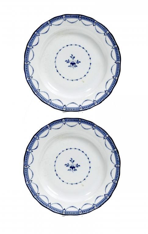 A PAIR OF DERBY PLATES painted in