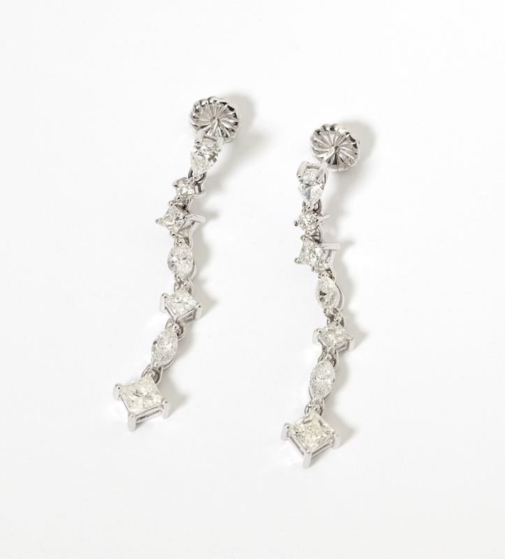 A pair of diamond and white gold