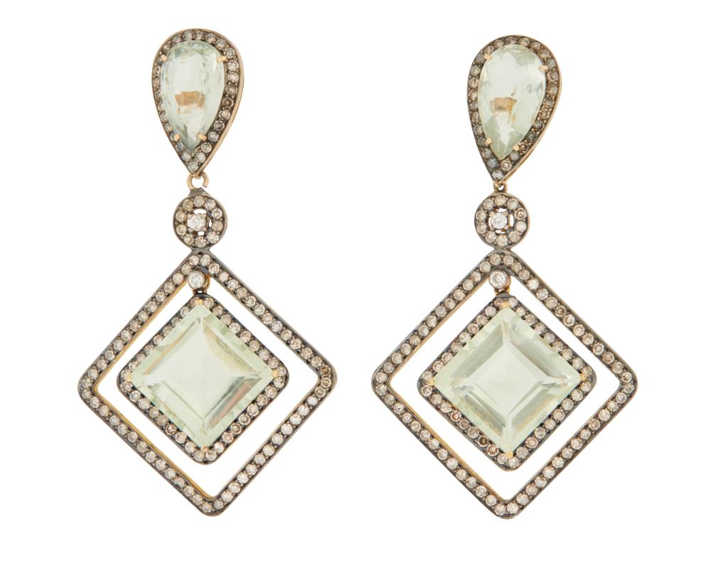 A PAIR OF DIAMOND AND GREEN