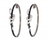A PAIR OF DIAMOND AND ENAMEL S