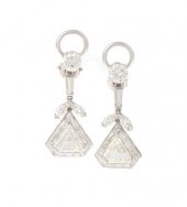 A PAIR OF DIAMOND AND PLATINUM
