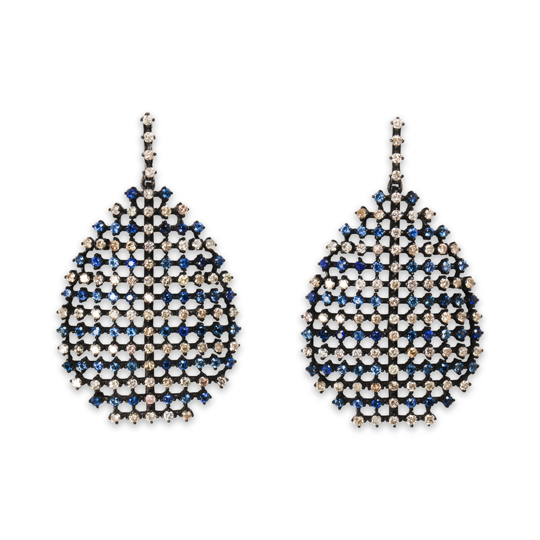 A PAIR OF DIAMOND AND SAPPHIRE
