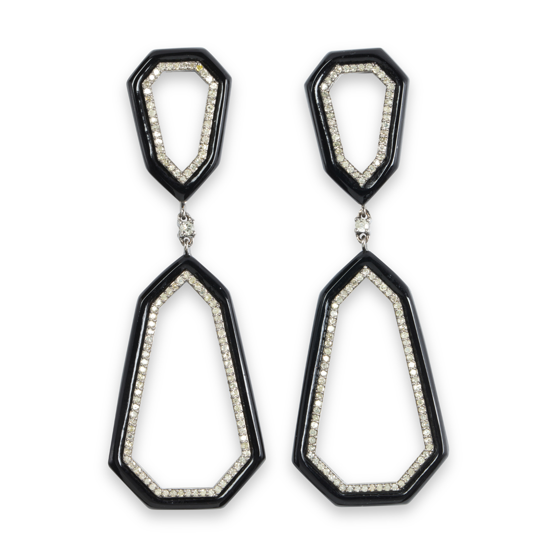 A PAIR OF DIAMOND AND BLACK