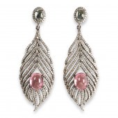 A PAIR OF DIAMOND AND TOURMALI