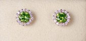 A PAIR OF DIAMOND BUTTON EARRI