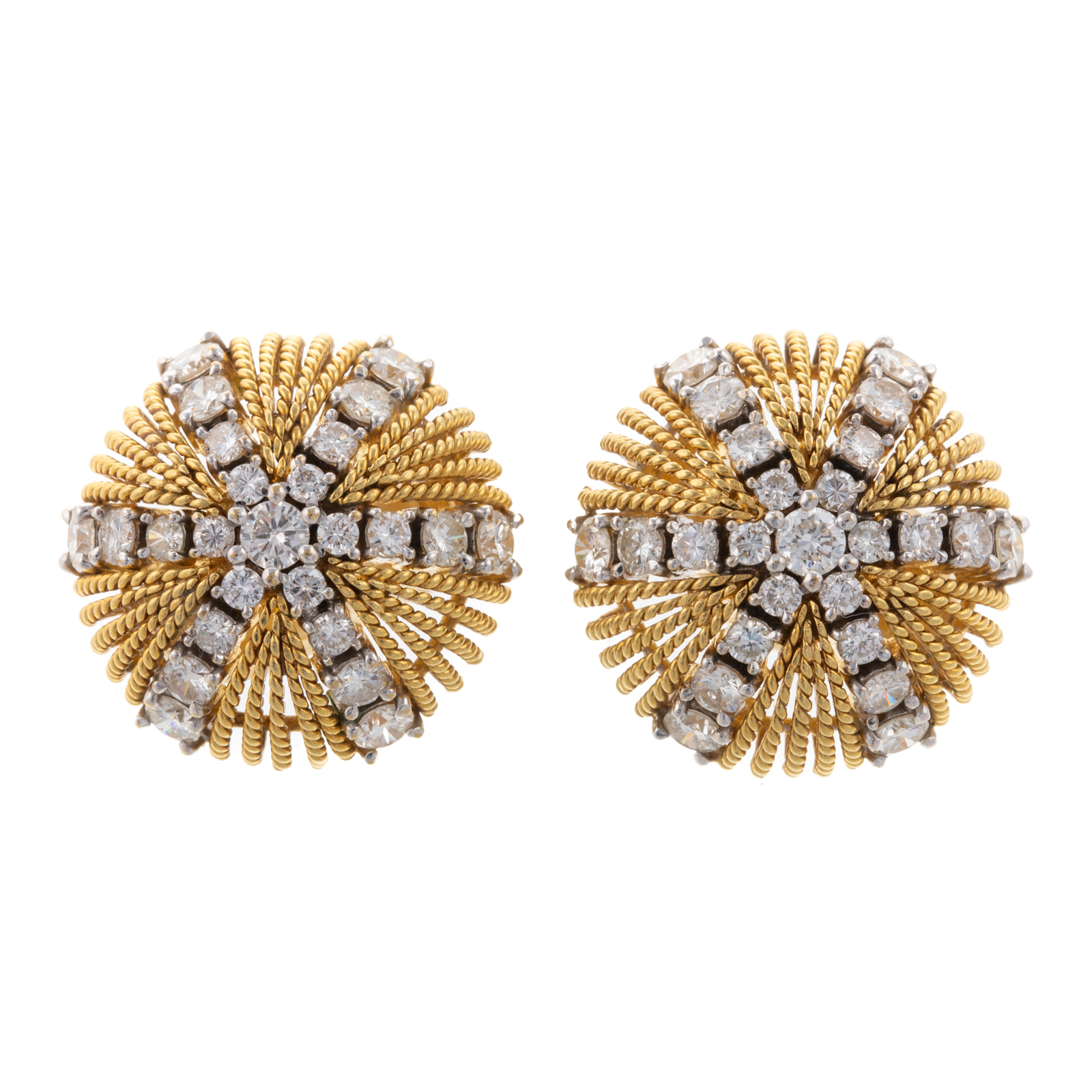 A PAIR OF DIAMOND DOMED EARRINGS IN
