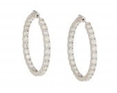 A PAIR OF DIAMOND HOOP EARRING