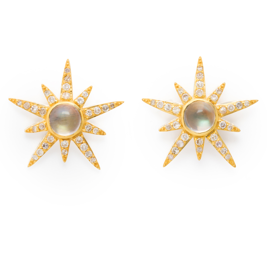 A PAIR OF DIAMOND, MOONSTONE AND