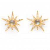 A PAIR OF DIAMOND, MOONSTONE A