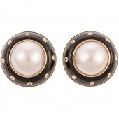A PAIR OF DIAMOND, ONYX AND MA