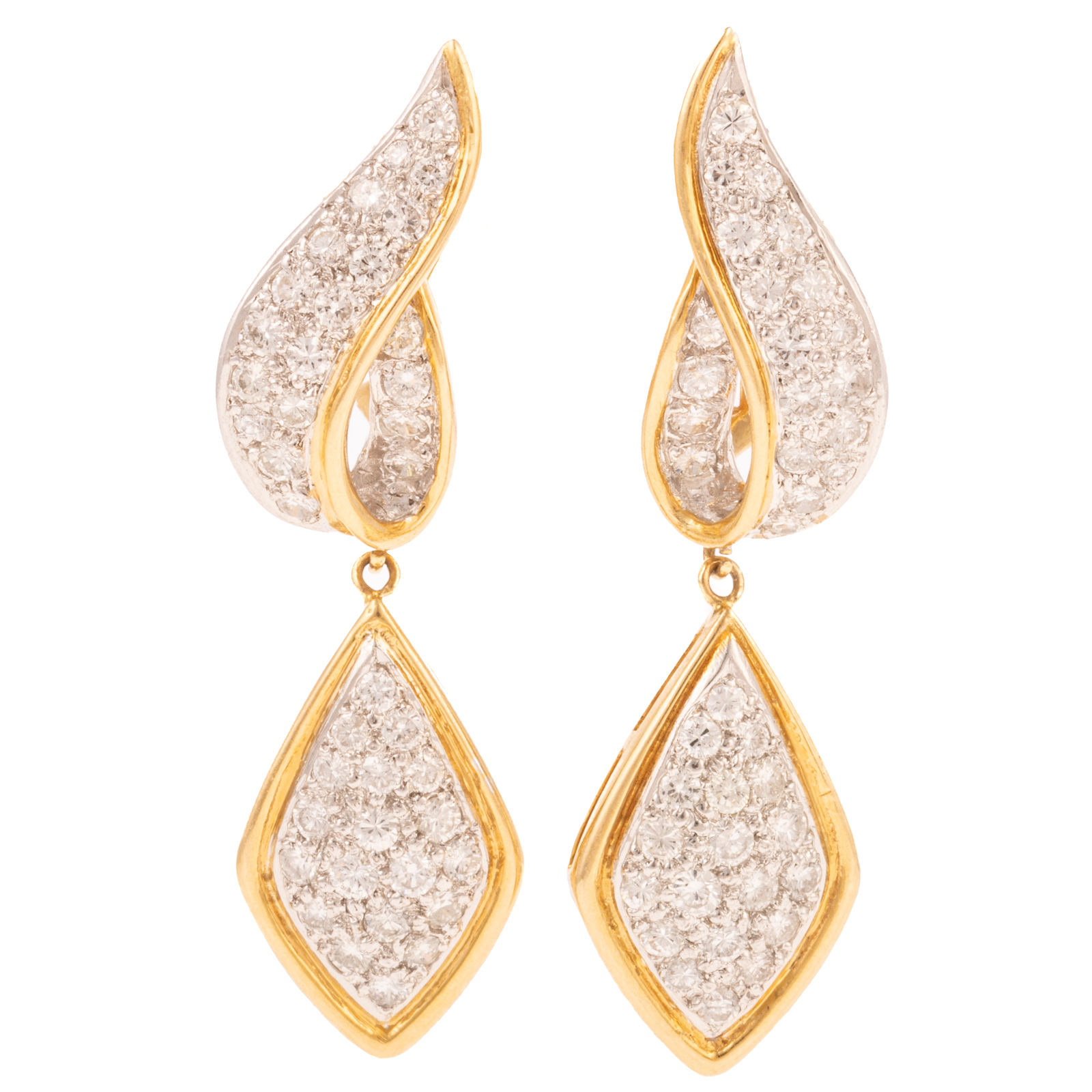 A PAIR OF DIAMOND PAVE DANGLE
